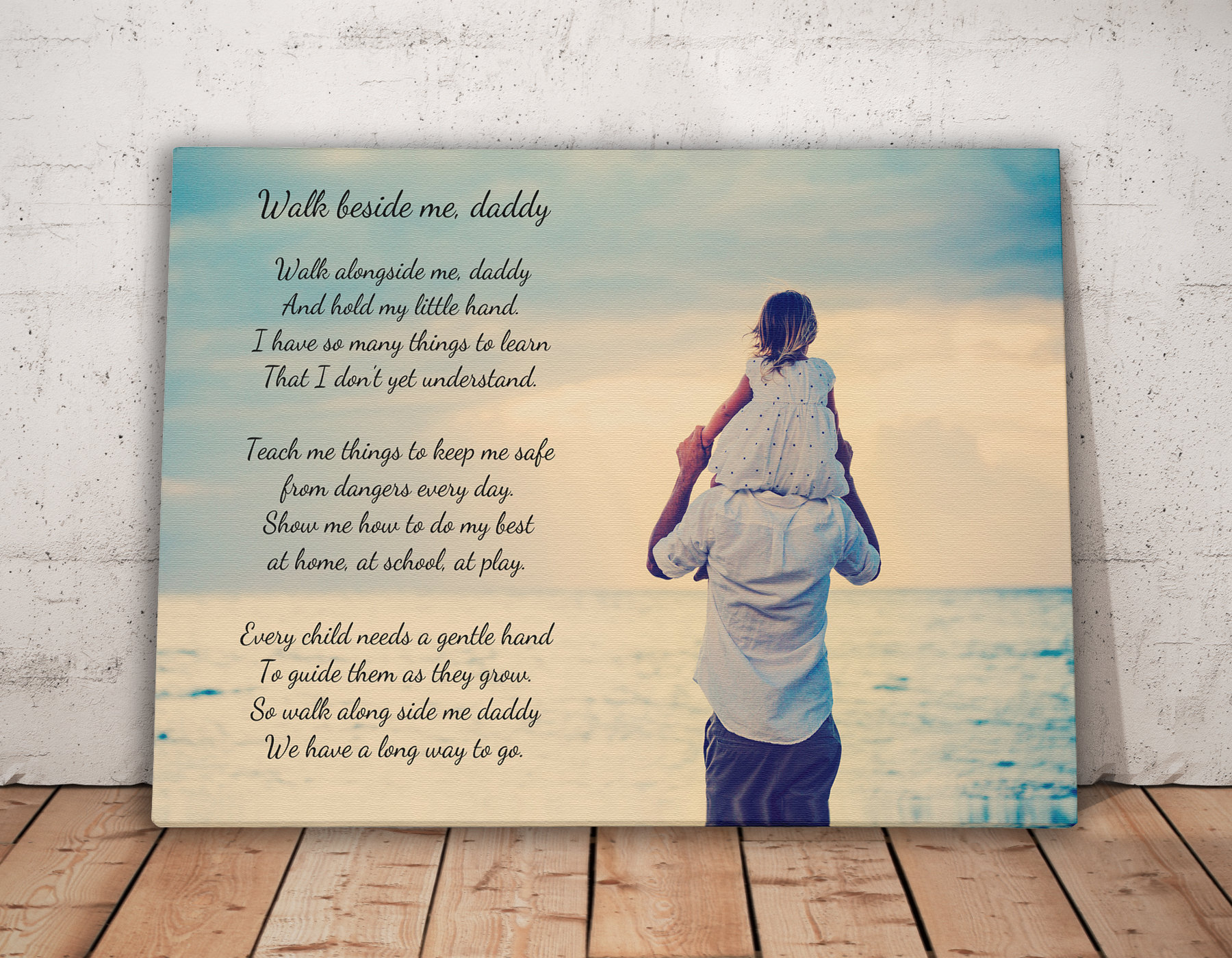 Walk with me Daddy poem and personal photo, Poem Canvas Print, Poem on