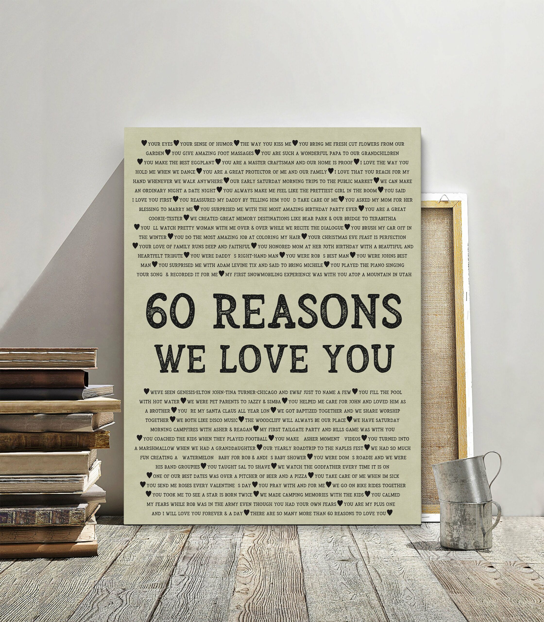 Personalized birthday gift, Dad gift canvas, Father gift sign, Custom  quotes canvas print, 60th Birthday Gift, 60 Reasons We Love You - OC Canvas  Studio